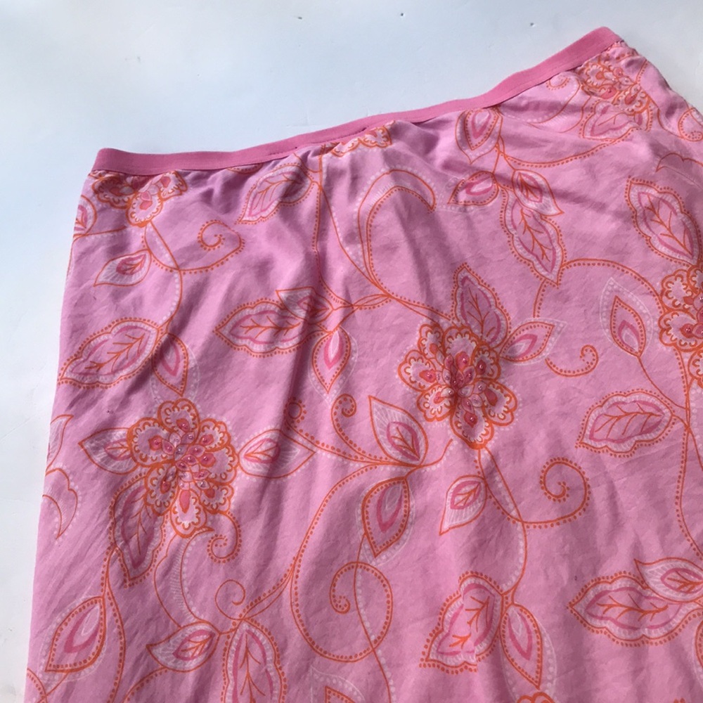 Vintage Y2k Barbie Pink Print Romantic Midi Skirt Rare 90‘s Pastel Ballet Large - Picture 12 of 16